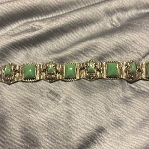 Sterling silver & jade bracelet marked